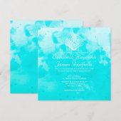 Beach Seashells Destination Wedding Invitations Kaart (Voorkant / Achterkant)