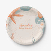 Beach Seashells Elegant Baby shower Papieren Bordje (Voorkant)