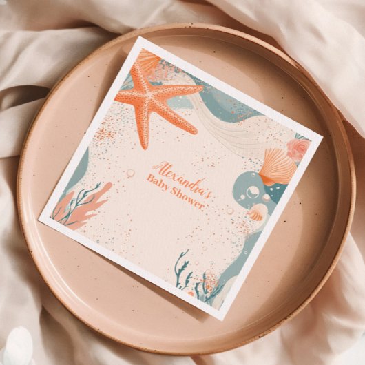 Beach Seashells Elegant Baby shower Servet