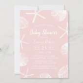 Beach Seashells Elegant Blush Pink Baby shower Kaart (Voorkant)