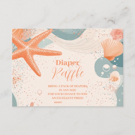 Beach Seashells Elegant Diapper Raffle Informatiekaartje (Voorkant)