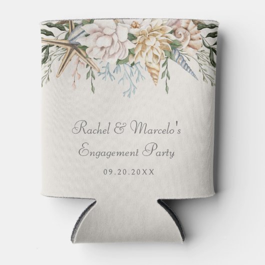 Beach Seashells Floral Blikjeskoeler (Voorkant)