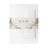 Beach Seashells Floral Wedding Belly Band Uitnodigingen Wikkel (Voorkant Voorbeeld)
