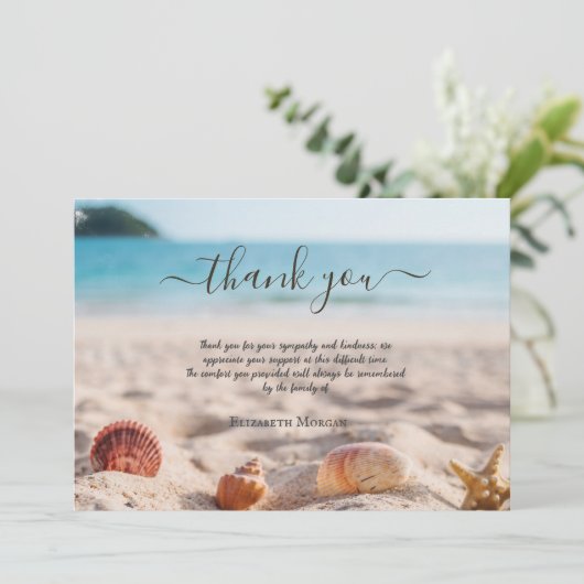 Beach Seashells Fotoviering van het leven Bedankkaart (Staand voorkant)