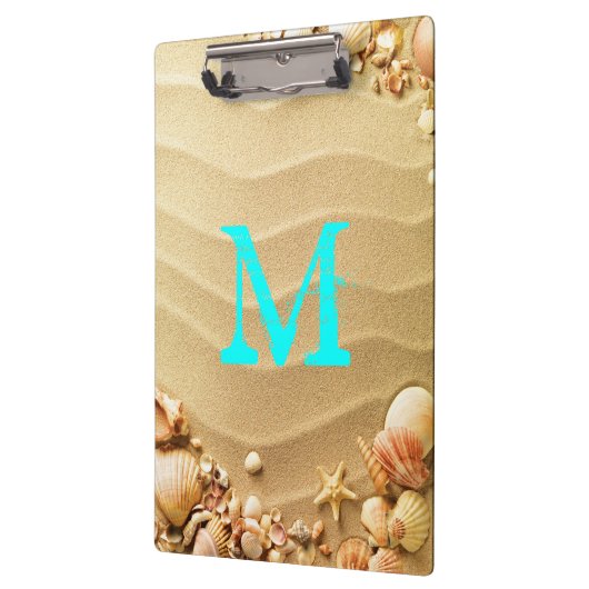 Beach Seashells Hawaii Monogram Initiaal Klembord (Links)