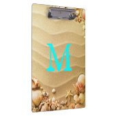 Beach Seashells Hawaii Monogram Initiaal Klembord (Rechts)