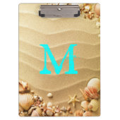 Beach Seashells Hawaii Monogram Initiaal Klembord (Voorkant)