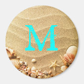 Beach Seashells Hawaii Monogram Initiaal Magnet (Voorkant)