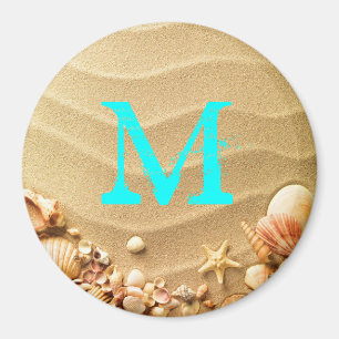 Beach Seashells Hawaii Monogram Initiaal Magnet