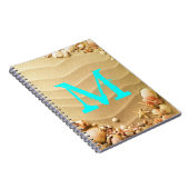 Beach Seashells Hawaii Monogram Initiaal Notitiebo Notitieboek (Rechterzijde)