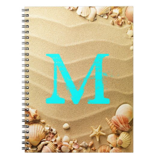 Beach Seashells Hawaii Monogram Initiaal Notitiebo Notitieboek (Voorkant)