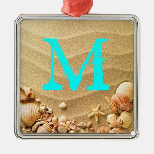 Beach Seashells Hawaii Monogram Initiaal Ornament (Voorkant)