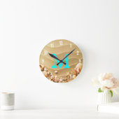 Beach Seashells Hawaii Monogram Initiaal Wall Cloc Ronde Klok (Huis)