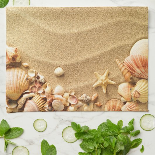 Beach Seashells Hawaii Sand Kitchen Dish Towel Theedoek (Gevouwen)