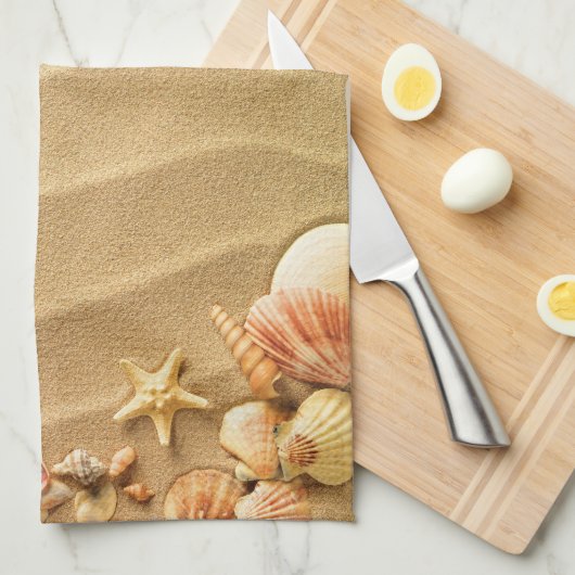 Beach Seashells Hawaii Sand Kitchen Dish Towel Theedoek (Quarter Fold)