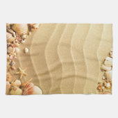 Beach Seashells Hawaii Sand Kitchen Dish Towel Theedoek (Horizontaal)