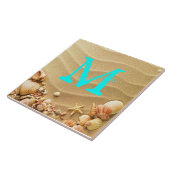 Beach Seashells Hawaii Sand Monogram Display Tegel Tegeltje (Zijkant)