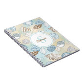 Beach Seashells Monogram Naam Notitieboek (Rechterzijde)