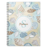 Beach Seashells Monogram Naam Notitieboek (Voorkant)