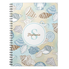 Beach Seashells Monogram Naam Notitieboek