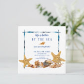 Beach Seashells Moving Announement Kaart (Staand voorkant)