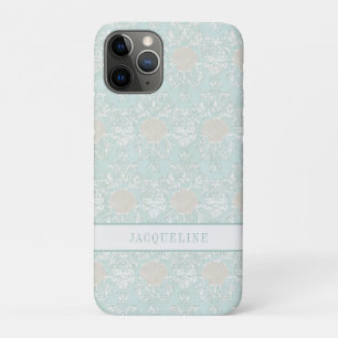 Beach Seashells Nautical Blue White Damask Patroon Case-Mate iPhone Case