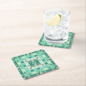 Beach Seashells Nautical Moderne Blauwgroen Green Kartonnen Onderzetters (Insitu)