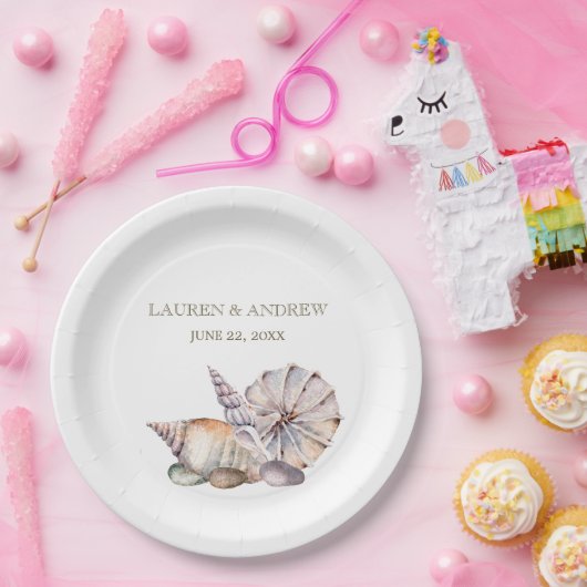 Beach Seashells | Nautical Tropical Wedding Papieren Bordje (Feest)