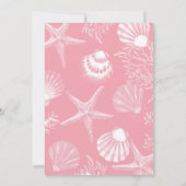 Beach Seashells Ocean Pink Girl Baby shower Kaart (Achterkant)