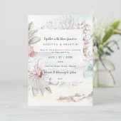 Beach Seashells Ocean Wedding Uitnodiging (Staand voorkant)