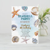 Beach Seashells Party Invitation Kaart (Staand voorkant)