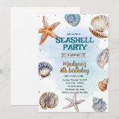 Beach Seashells Party Invitation Kaart (Voorkant / Achterkant)