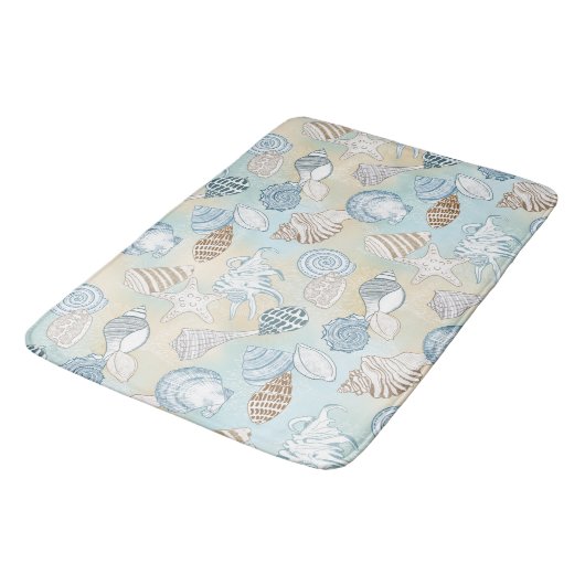 Beach Seashells Pattern Coastal Badmat (Gekanteld)