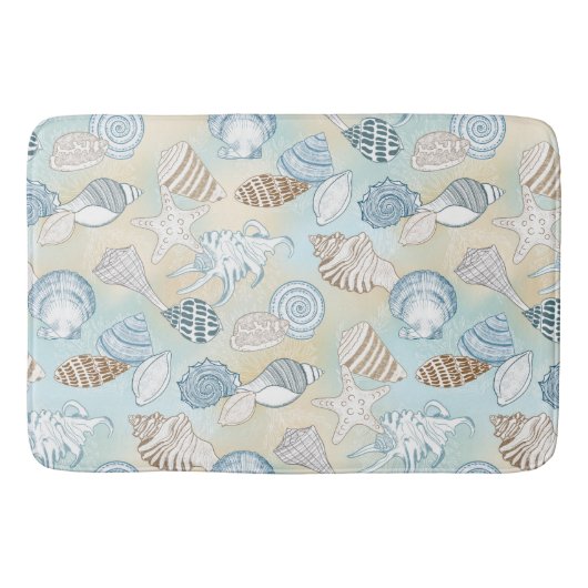 Beach Seashells Pattern Coastal Badmat (Voorkant)