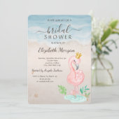 Beach Seashells roze flamingos Vrijgezellenfeest Kaart (Staand voorkant)