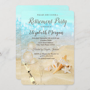 Beach Seashells Sand Balloons, Wine Retirement Kaart
