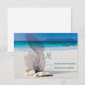 Beach Seashells Sand Destination Wedding RSVP Kaartje (Voorkant / Achterkant)