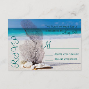 Beach Seashells Sand Destination Wedding RSVP Kaartje