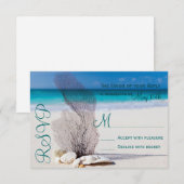 Beach Seashells Sand Destination Wedding RSVP Kaartje (Voorkant / Achterkant)