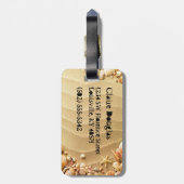 Beach Seashells Sand Hawaii Monogram Bagagelabel (Achterkant verticaal)