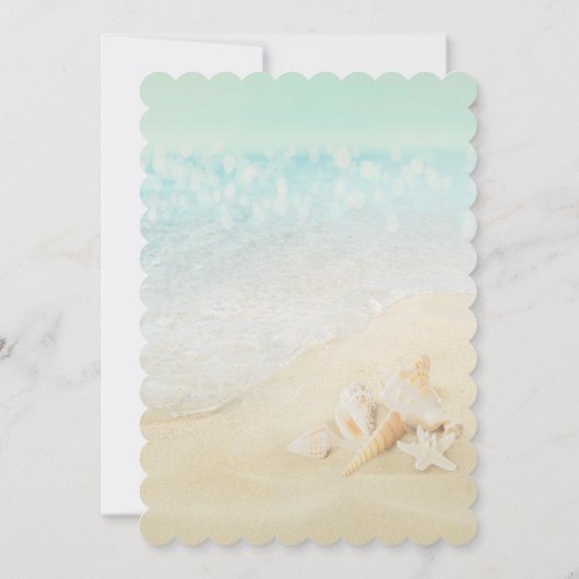 Beach Seashells Sand Save the Date (Achterkant)