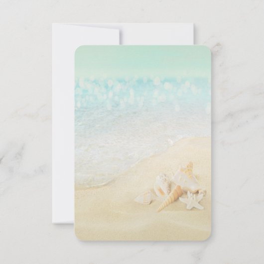 Beach Seashells Sand Wedding Invitation Kaart (Achterkant)