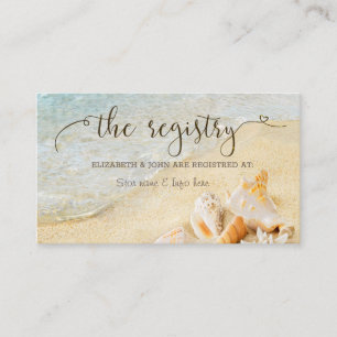 Beach Seashells Sand Wedding Registry Informatiekaartje