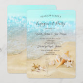 Beach Seashells Sand Wine Glass Verloving Kaart (Voorkant / Achterkant)