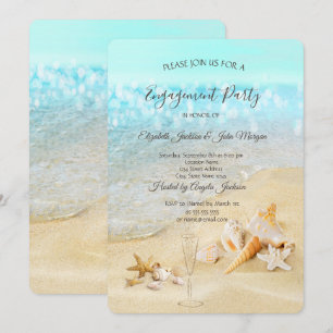 Beach Seashells Sand Wine Glass Verloving Kaart