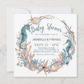 Beach Seashells Seahorse and Starfish Baby shower Kaart (Voorkant)