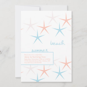 Beach Seashells Summer Party Invitation Kaart