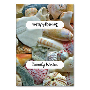 Beach Seashells Tented Place Cards Name Sjabloon Kaart