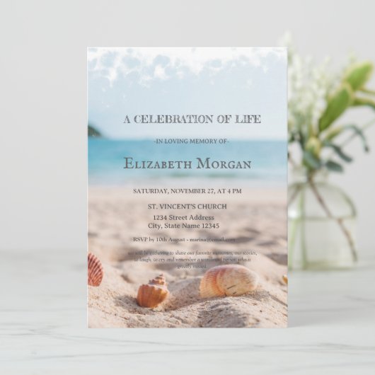 Beach Seashells viering van het leven Kaart (Staand voorkant)
