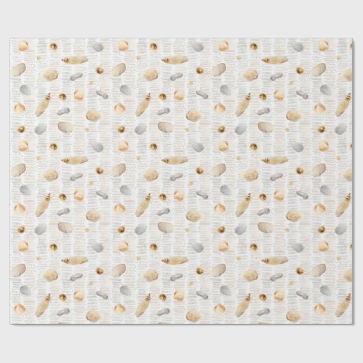 Beach Seashells Waterverf Cadeaupapier (Vlak)
